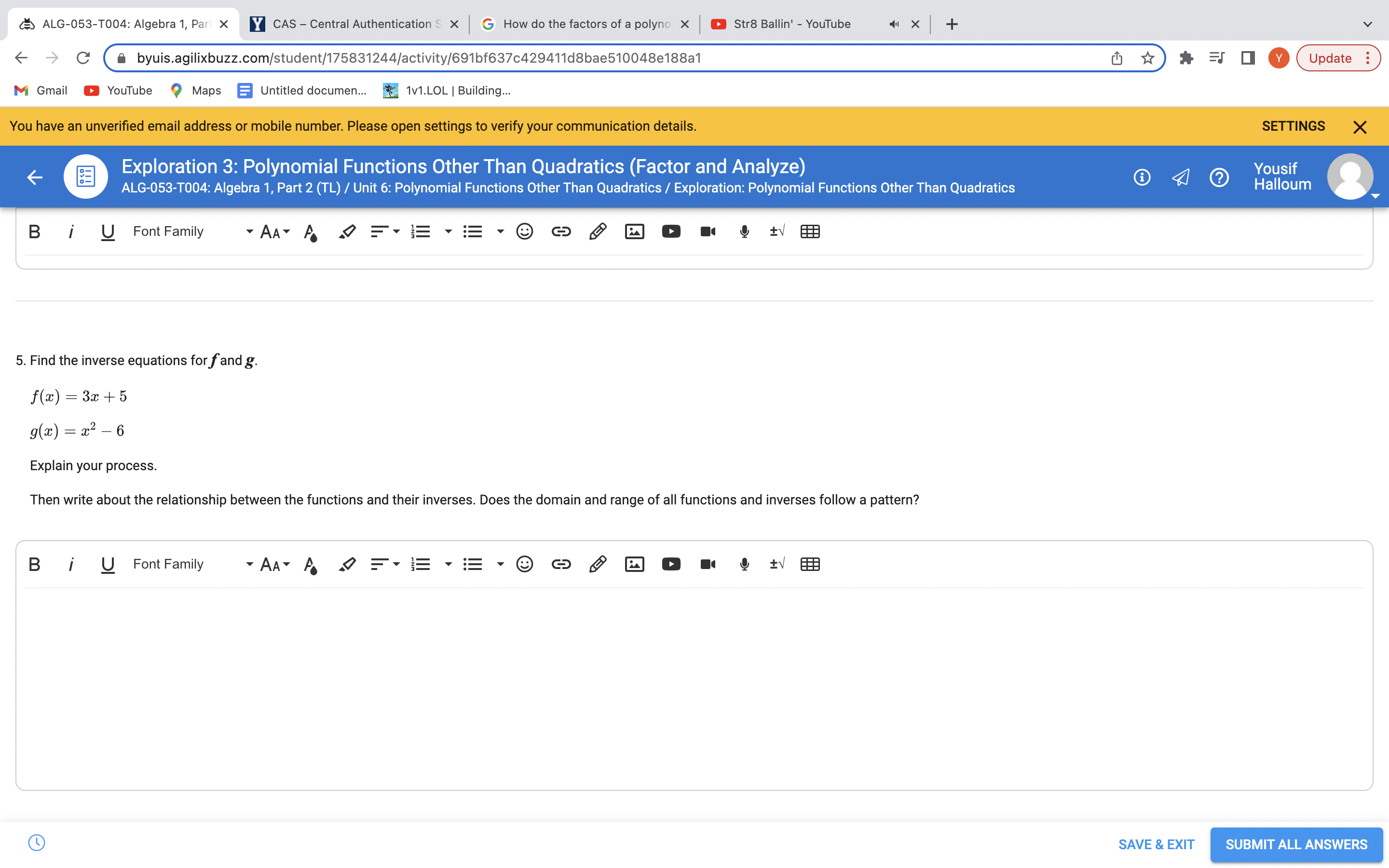 ALG-053-TO04: Algebra 1, Part X Y CAS - Central