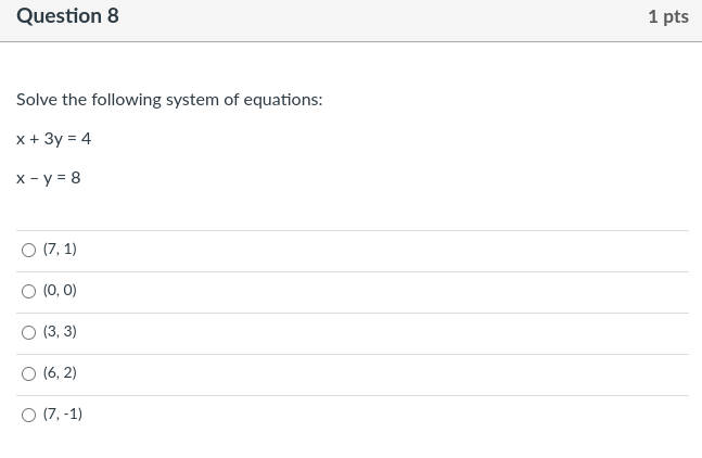 Question :5 1 pts For what values of x will (3:.