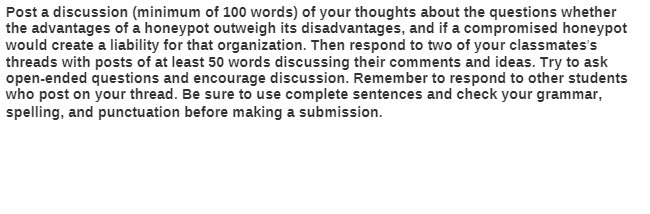 Post a discussion [minimum of 1m] words] of your