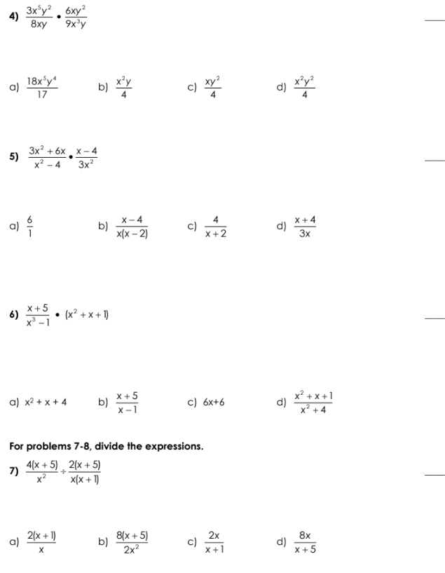 For problems 1-3, simplify the expression, if