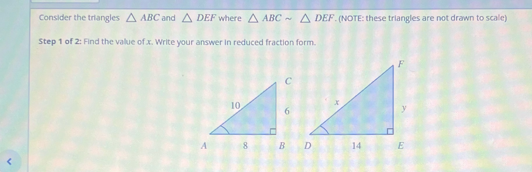 Consider the triangles \\ ABC and \\ DEF where A
