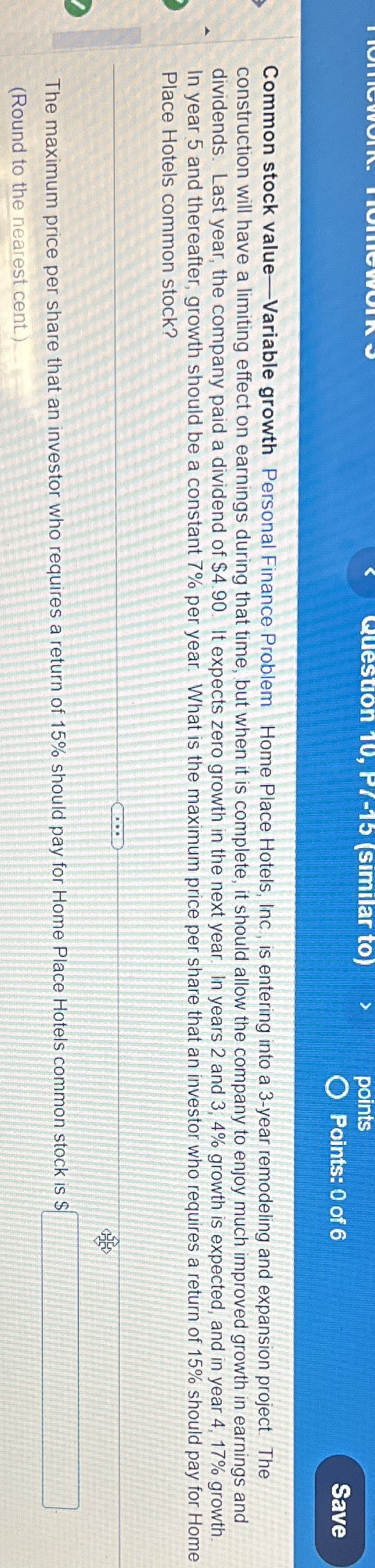 (similar to) points Points: 0 of 6 Save Common