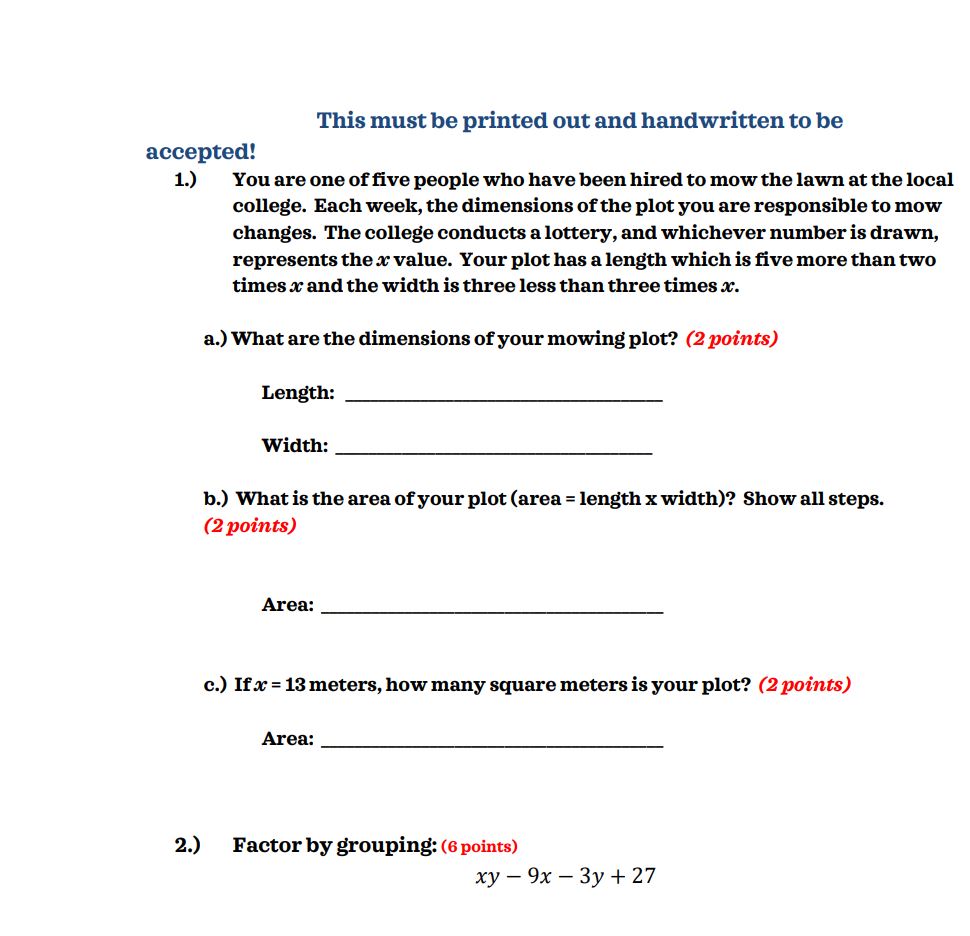 This must be printed out and handwritten to be