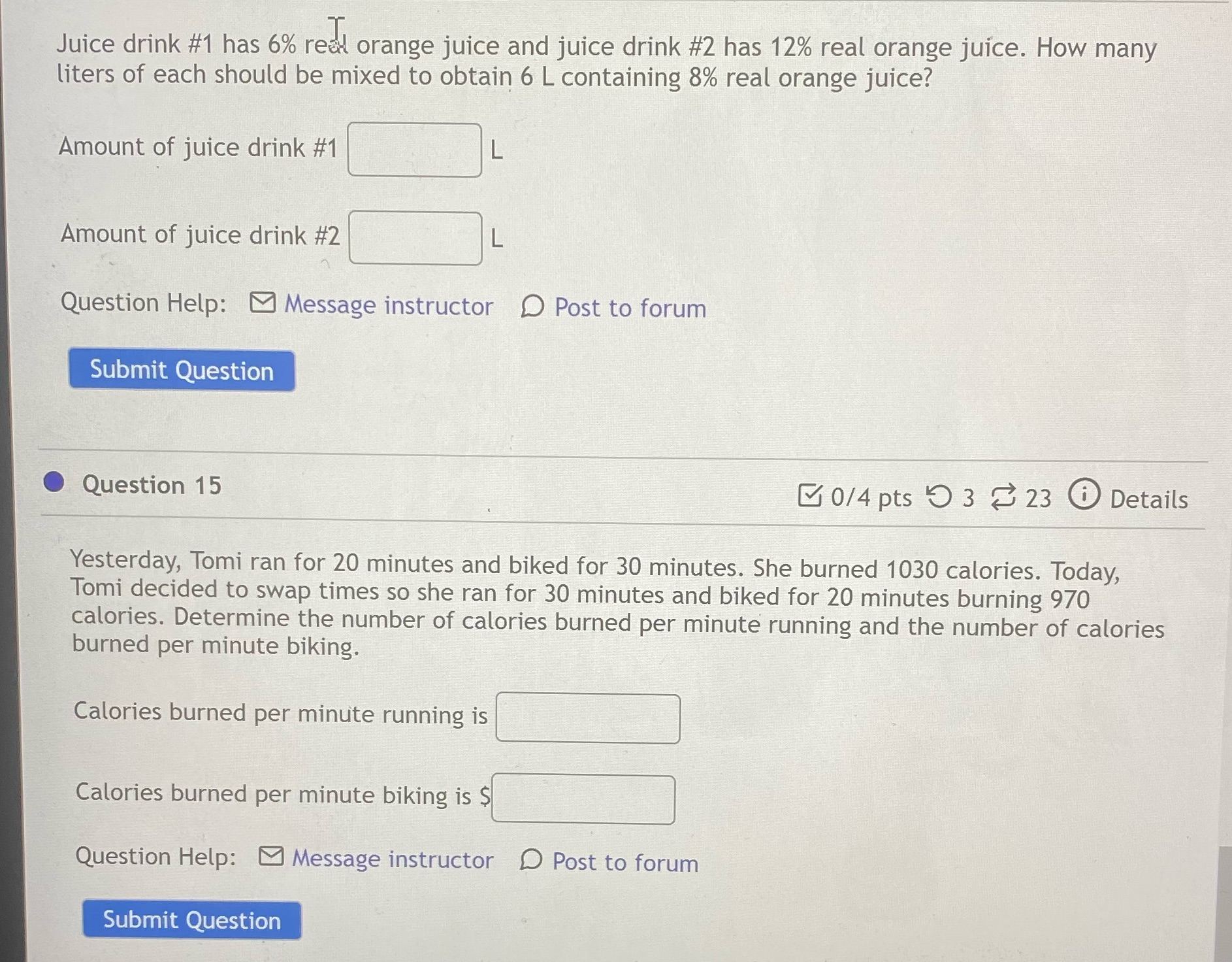 Juice drink #1 has 6% real orange juice and juice