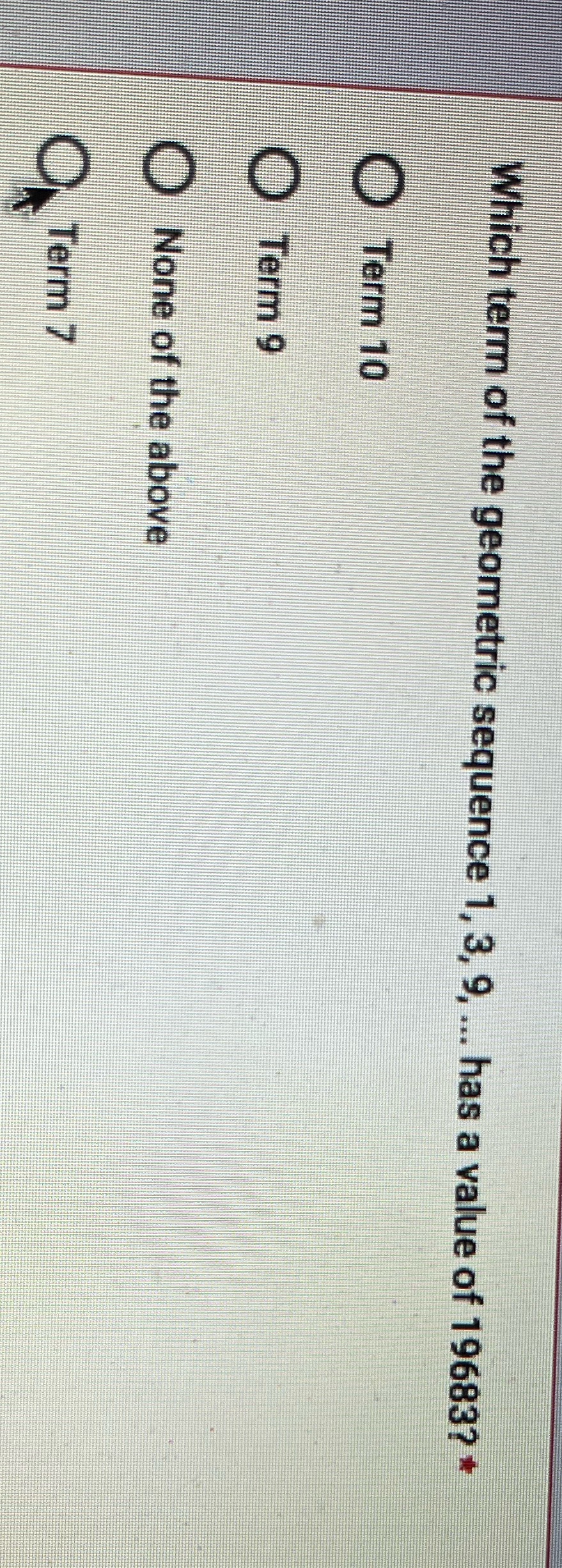 Pls identify which option is correct? Which term