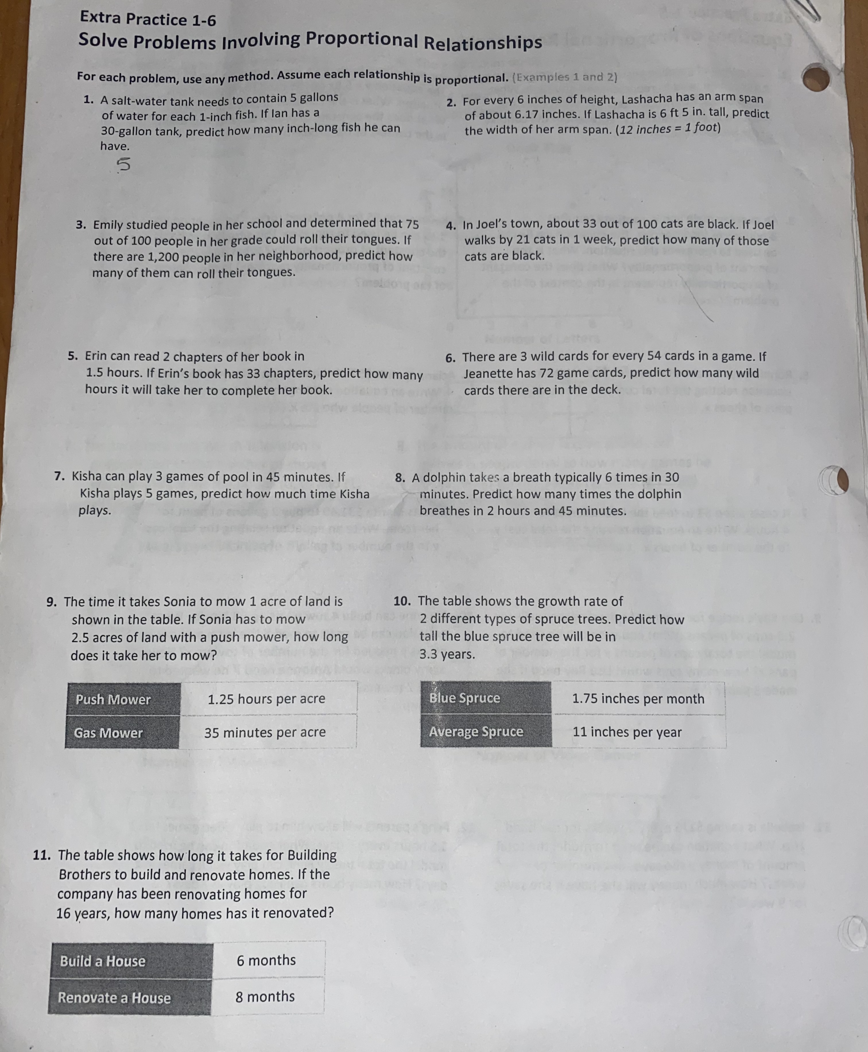 Extra Practice 1-6 Solve Problems Involving