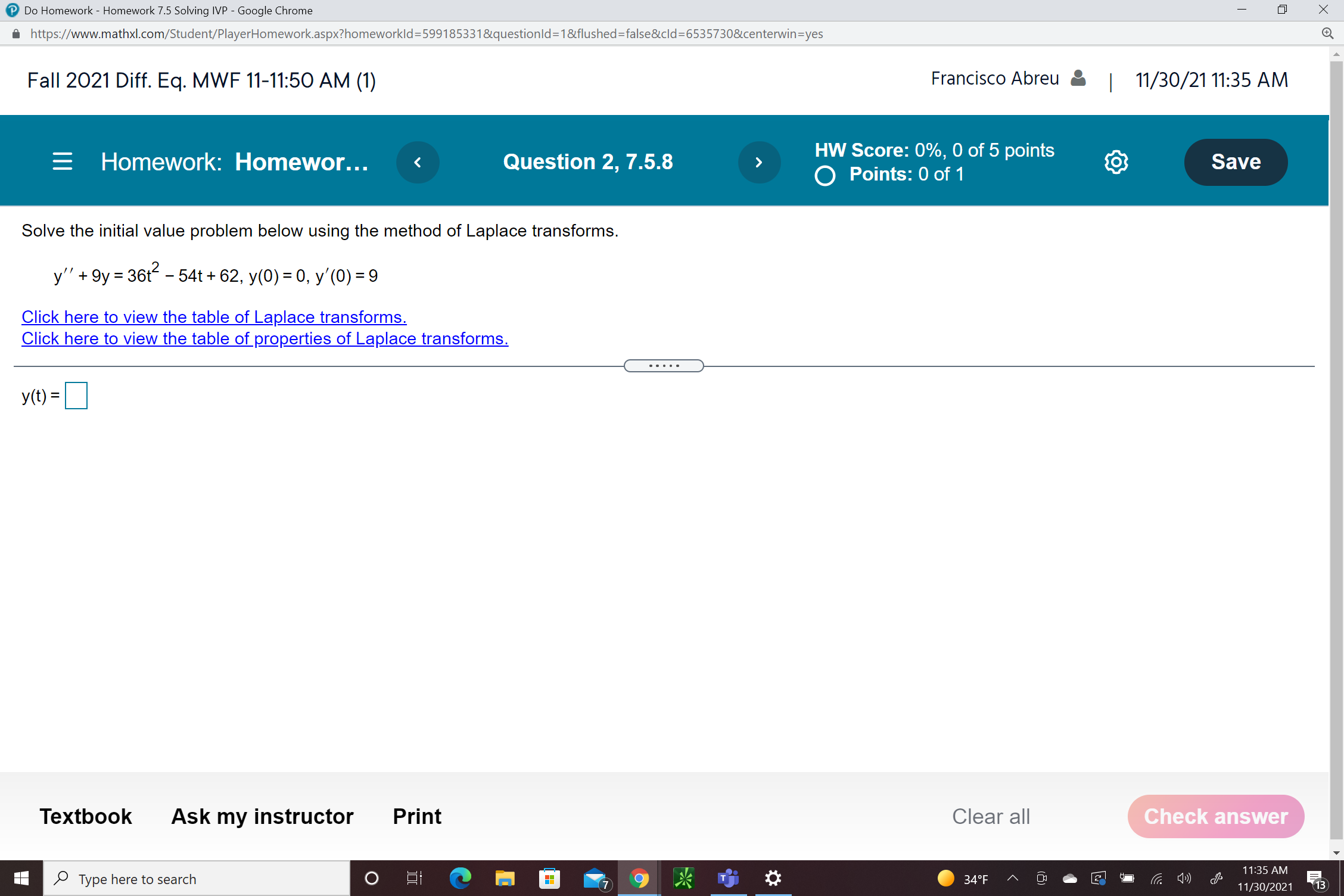 Do Homework - Homework 7.5 Solving IVP - Google