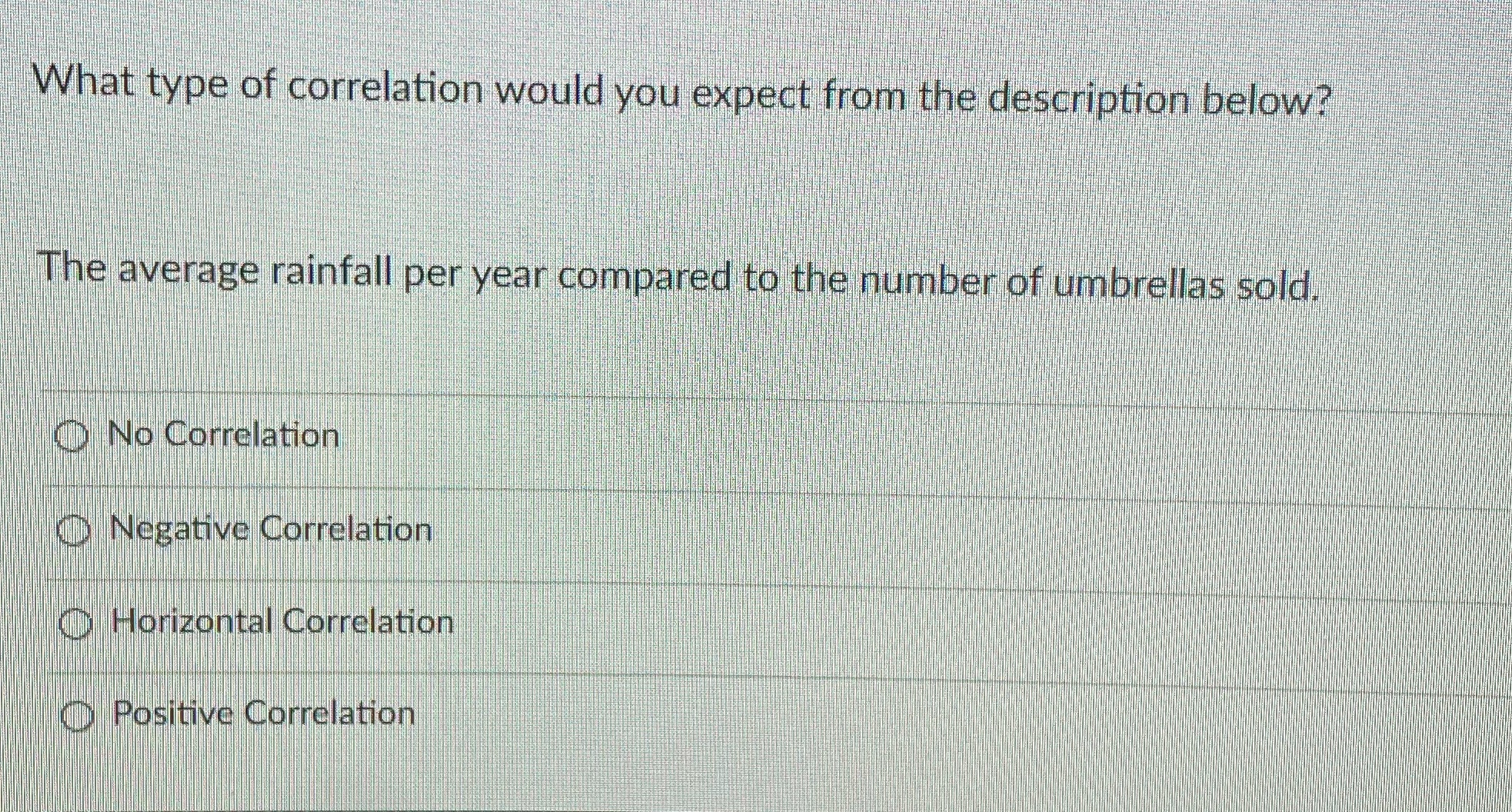 What type of correlation would you expect from