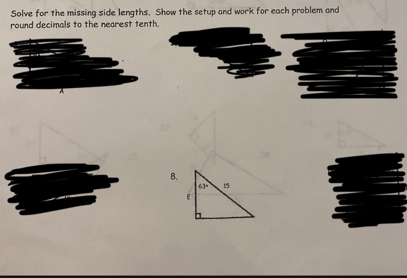 Solve for the missing side lengths. Show the