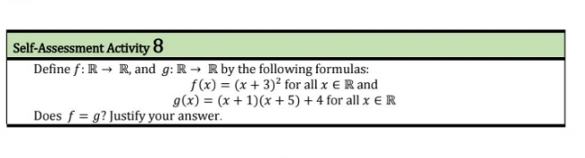 explain the answer Self-Assessment Activity 8