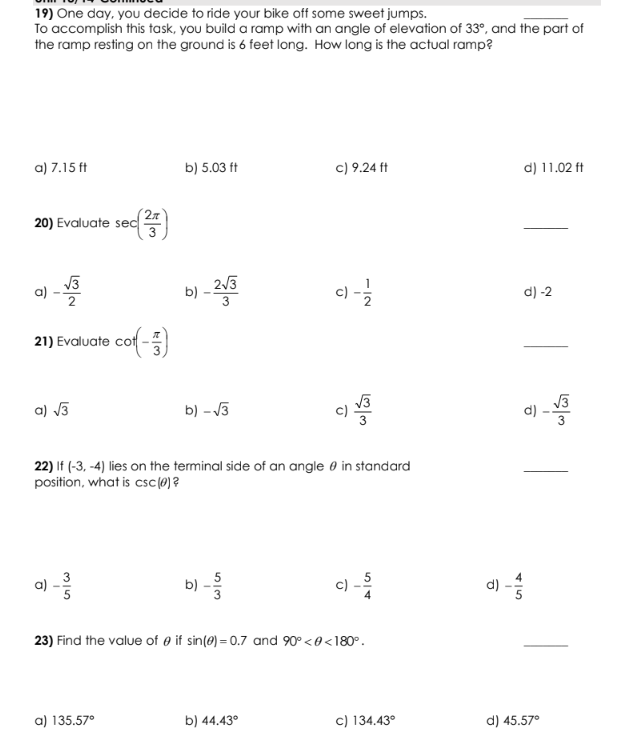 Solve the right triangle. Round decimal answers