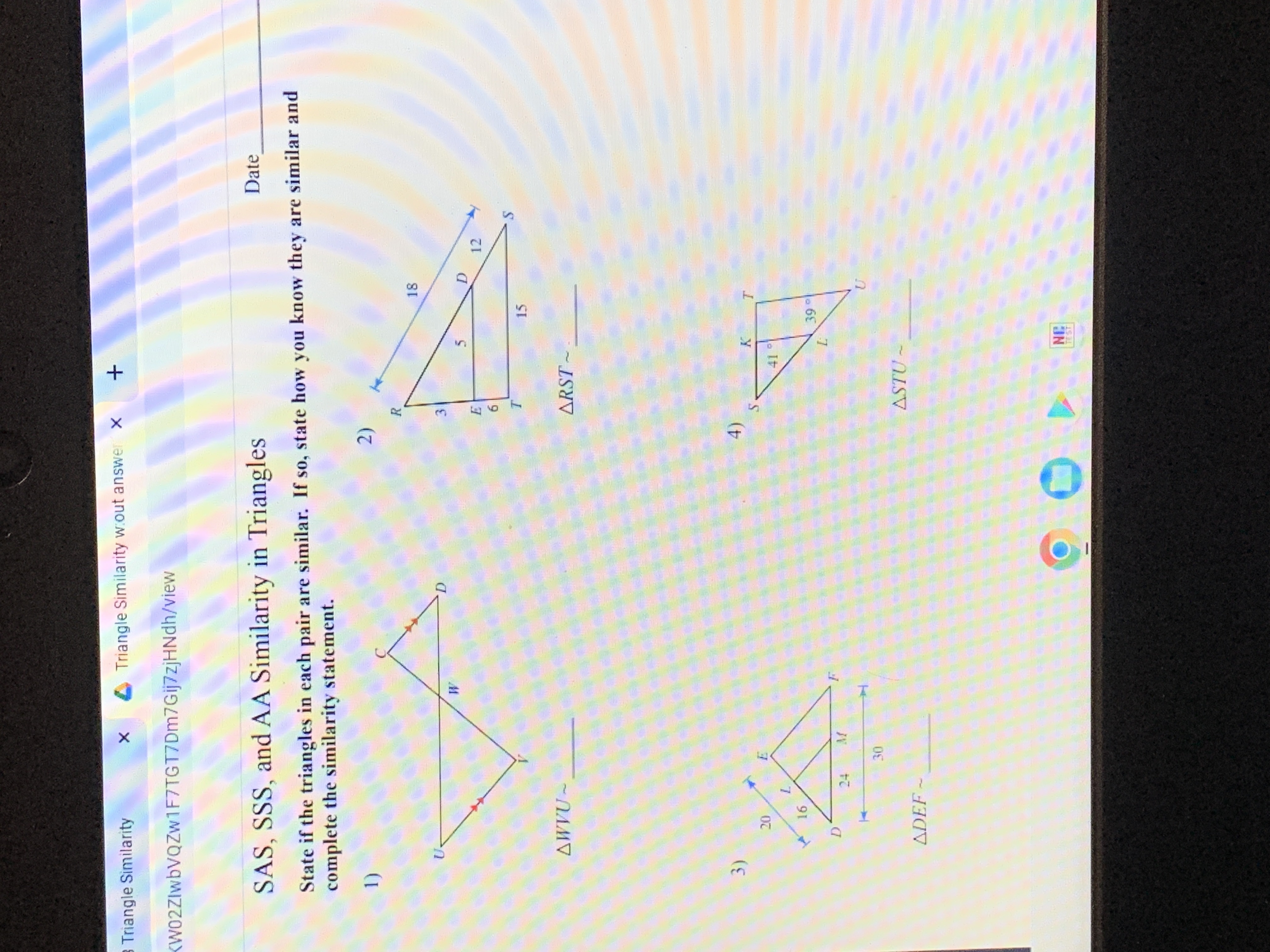 Triangle Similarity X Triangle Similarity wout