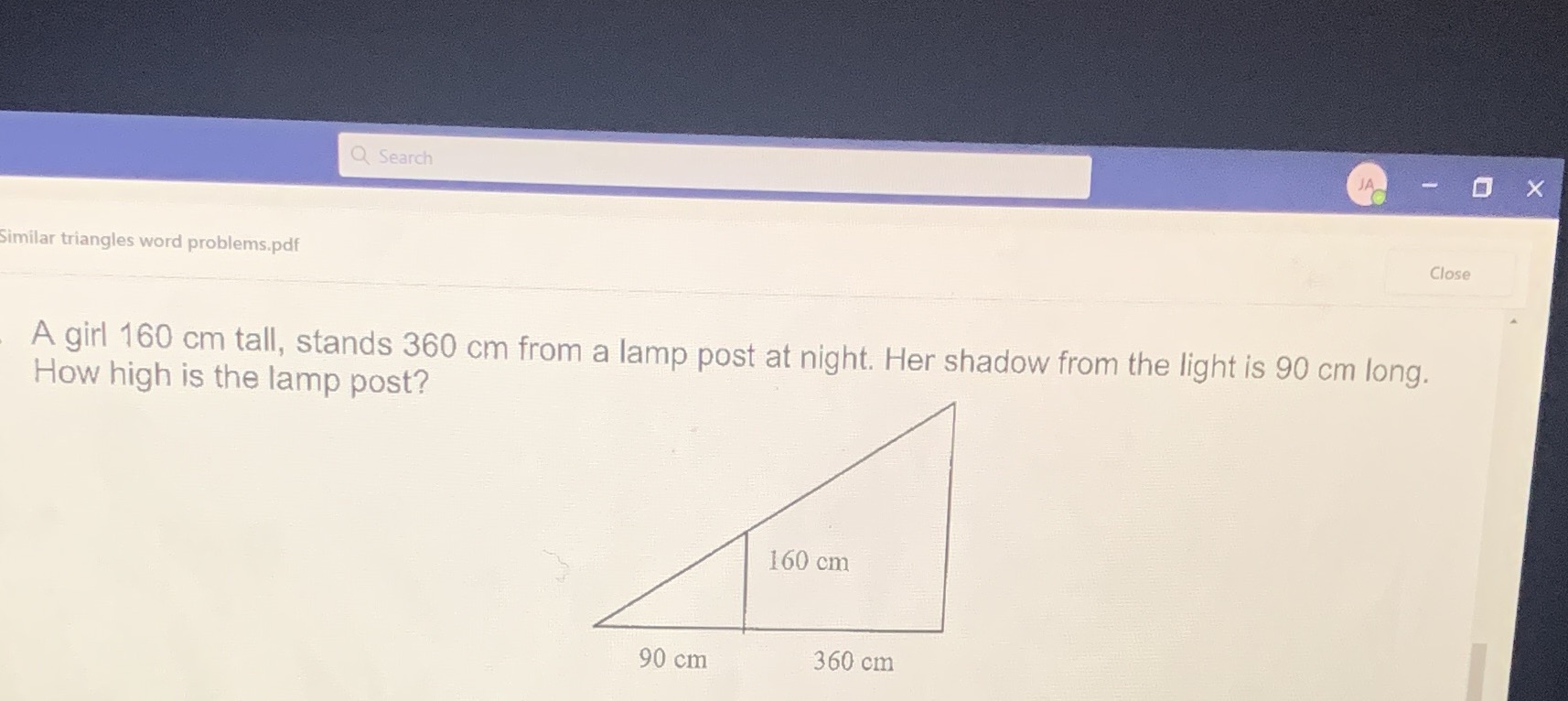 I need help 15 Q Search JA - OX Similar triangles
