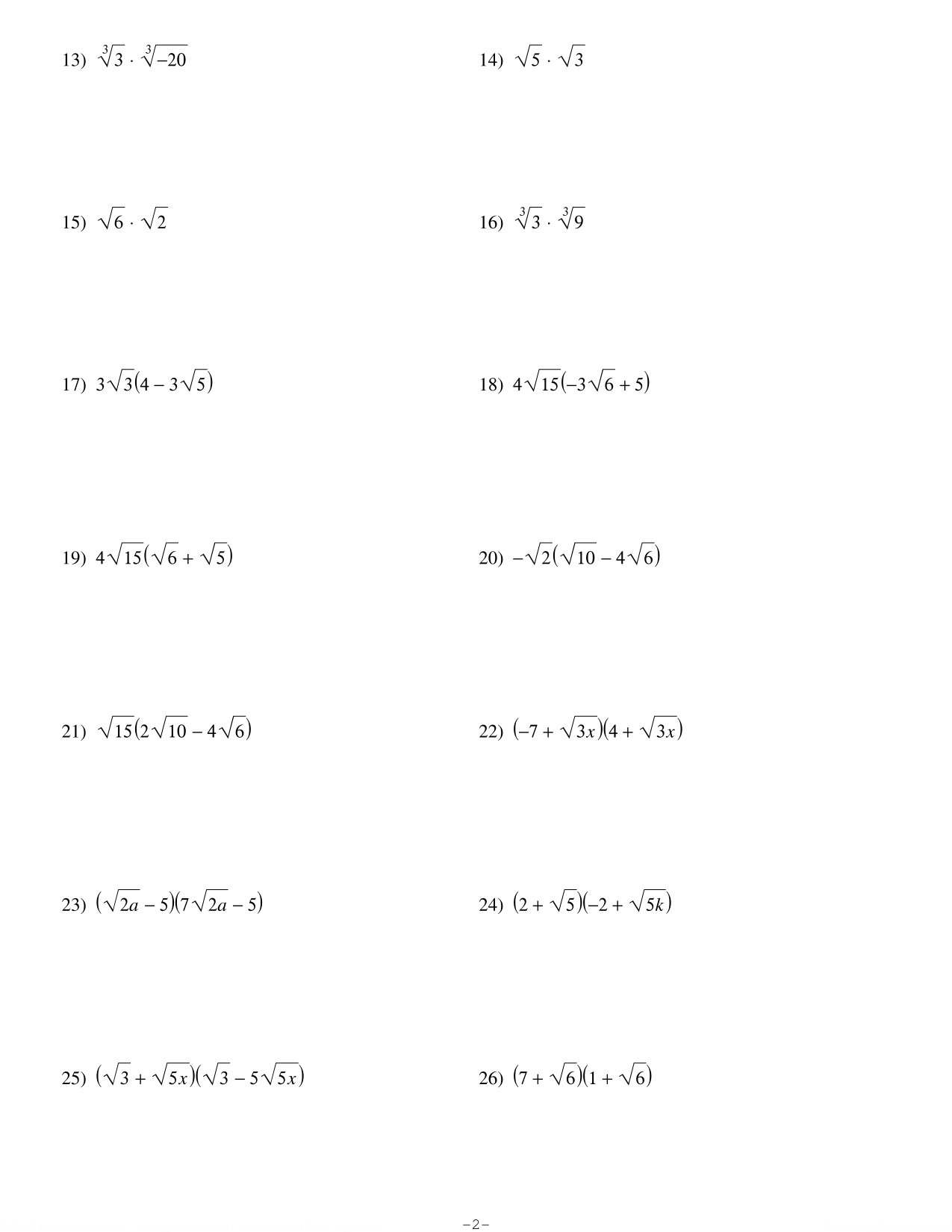 Kuta Software - Infinite Algebra 2 Name Adding,