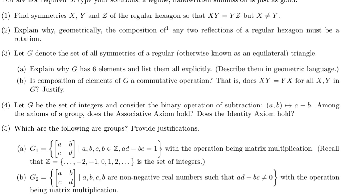 (1) Find symmetries X, Y and Z of the regular