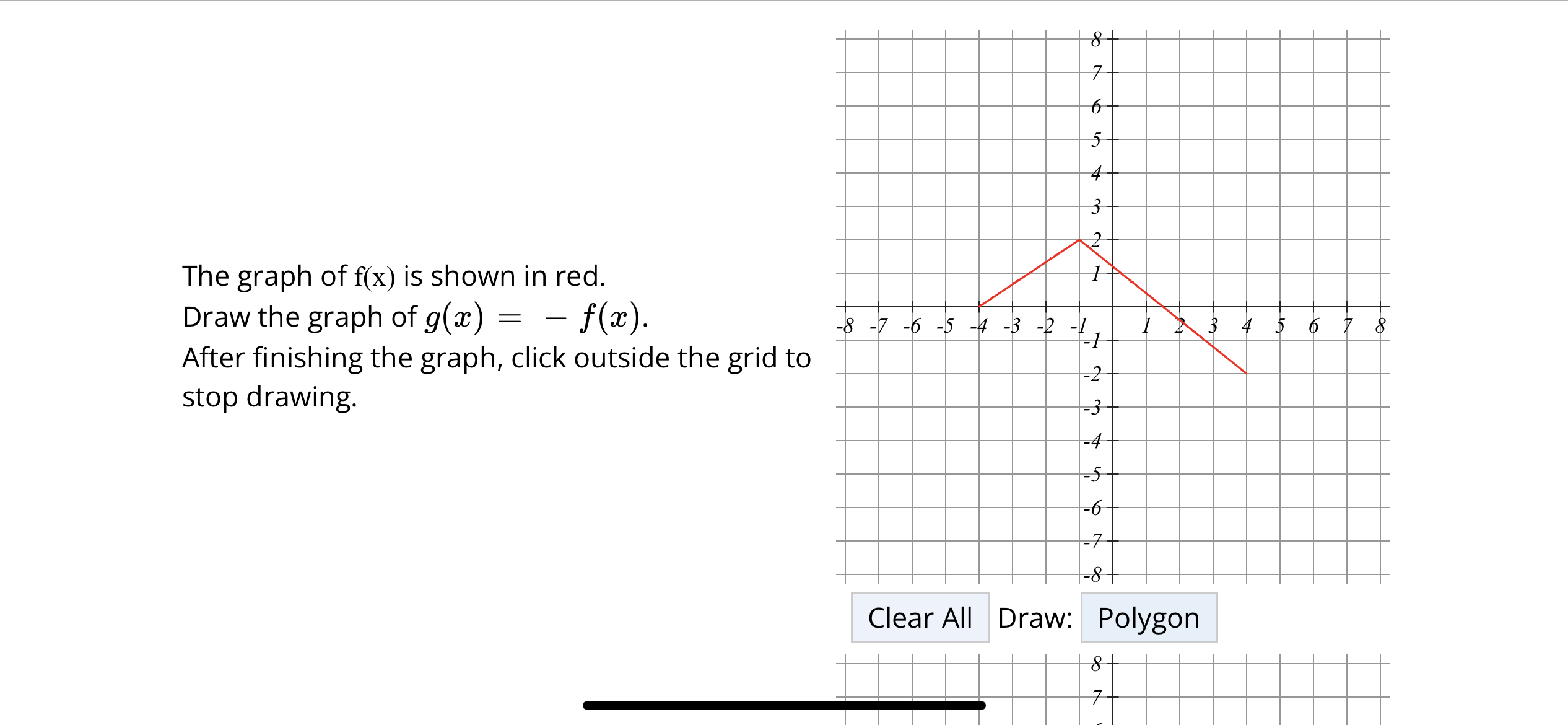 The graph of f(x) is shown in red. Draw the graph