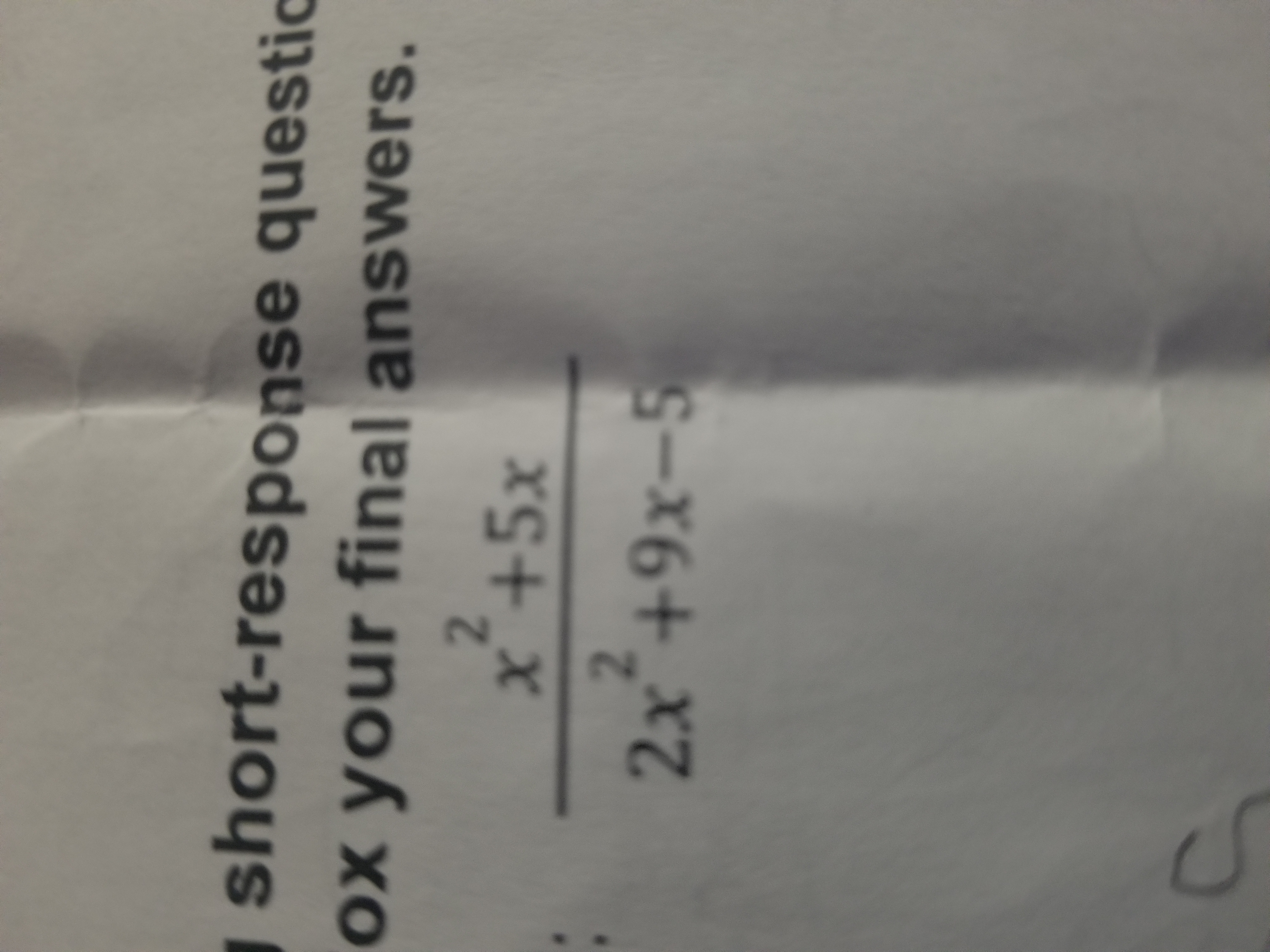 Completely simplify the expression short-response