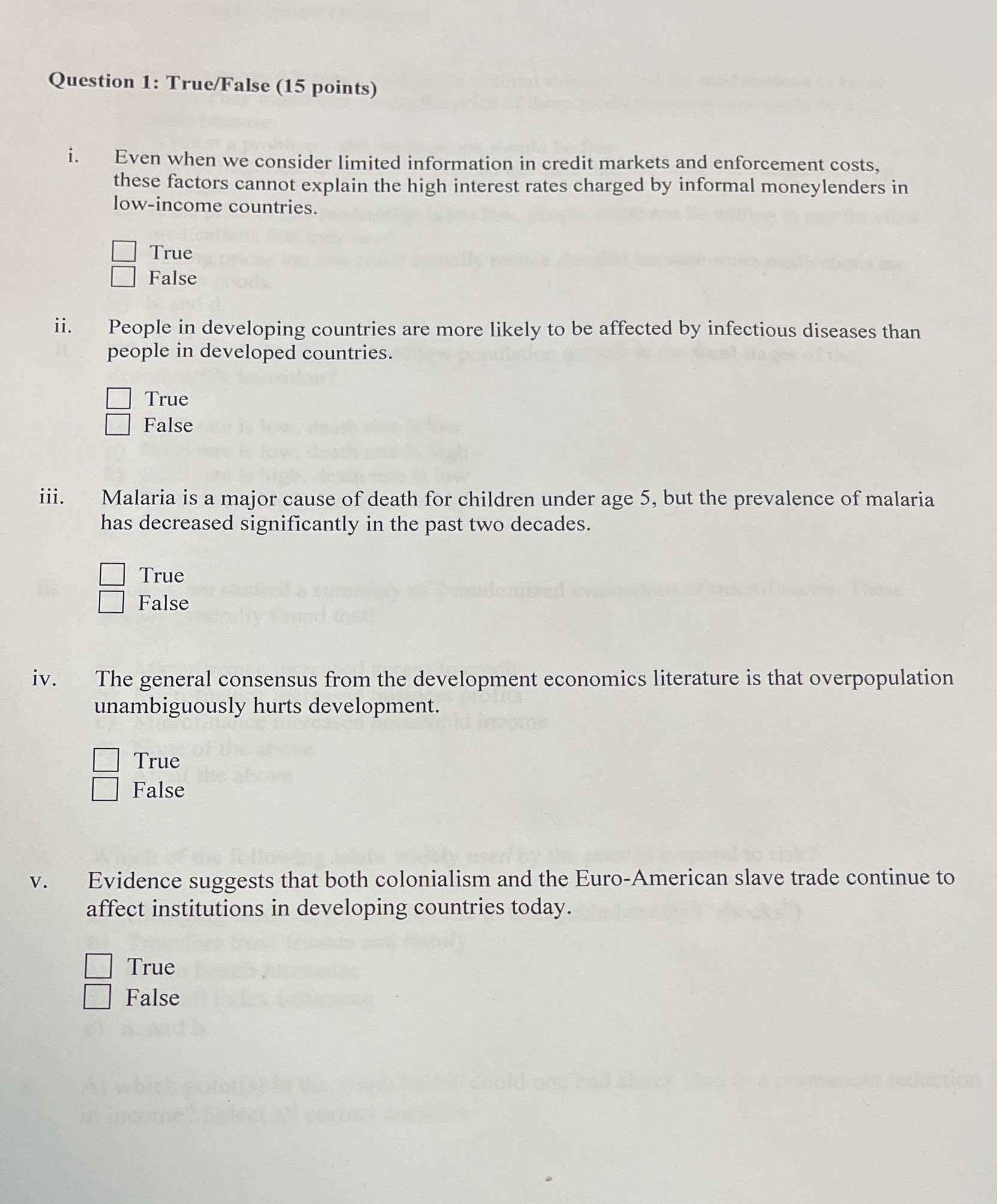 Help asap please Question 1: True/False (15