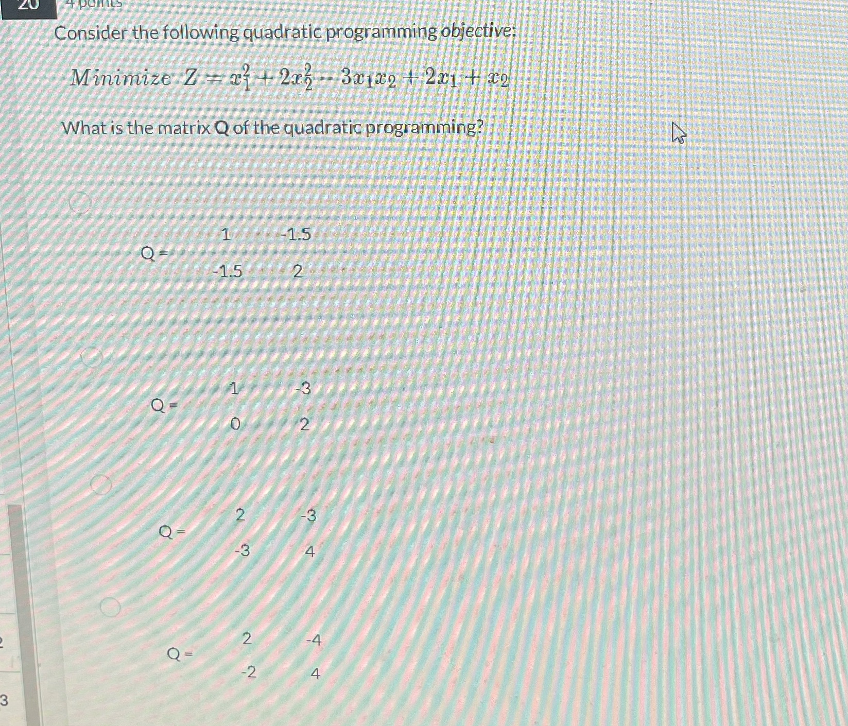 Consider the following quadratic programming