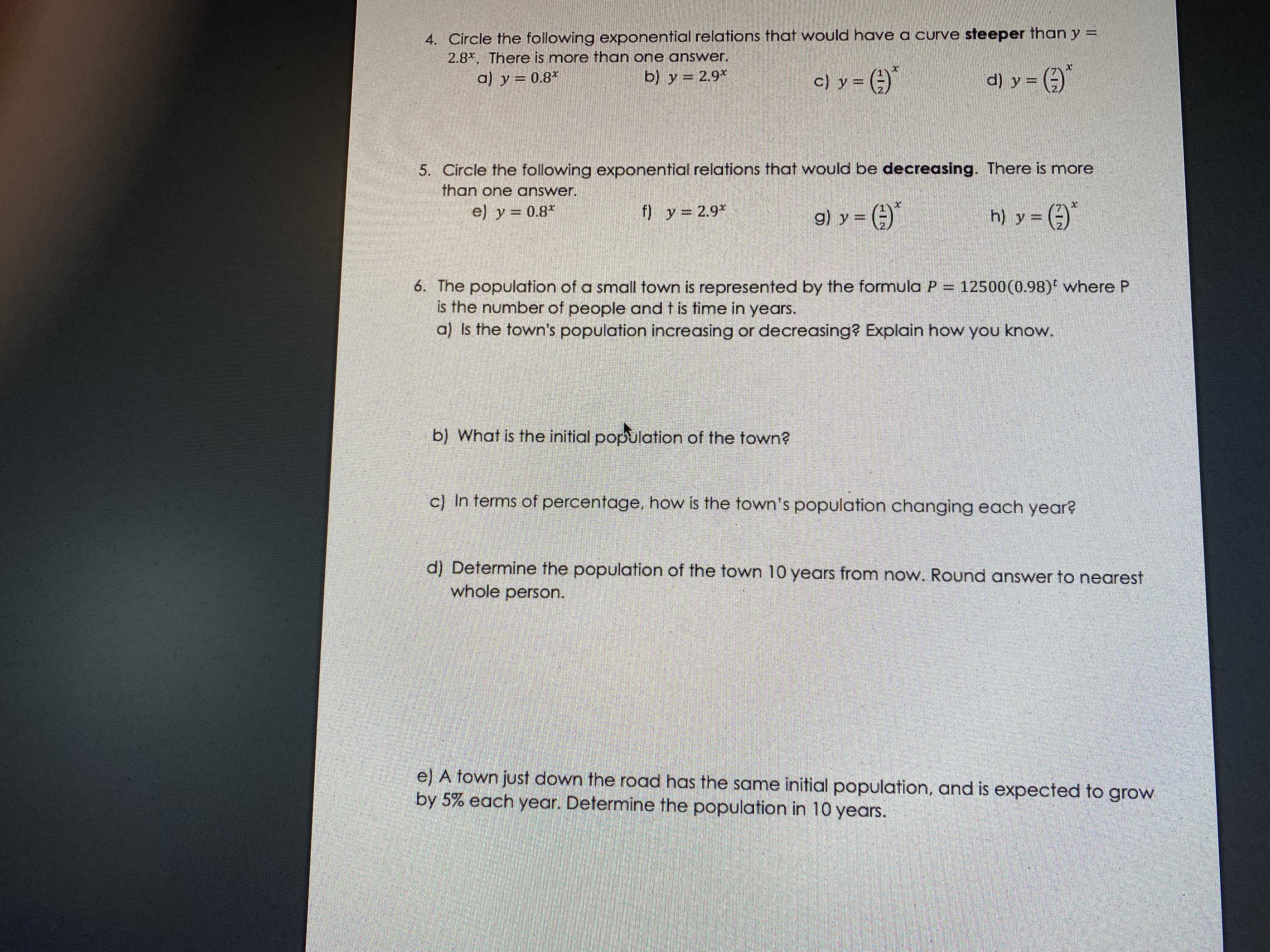 1. Evaluate the following. Write answers as