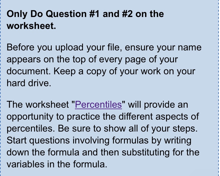 Only Do Question #1 and #2 on the worksheet.