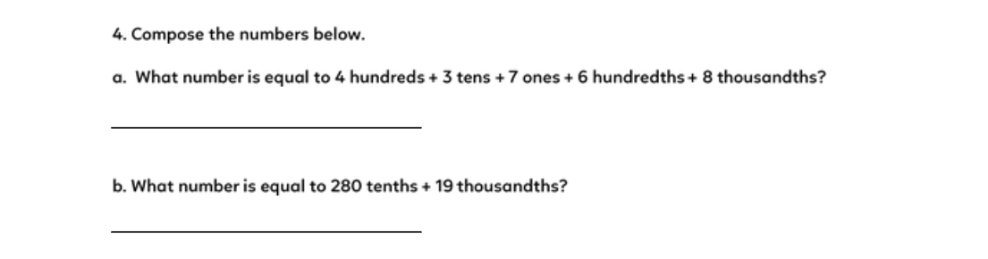 4. Compose the numbers below. a. What number is