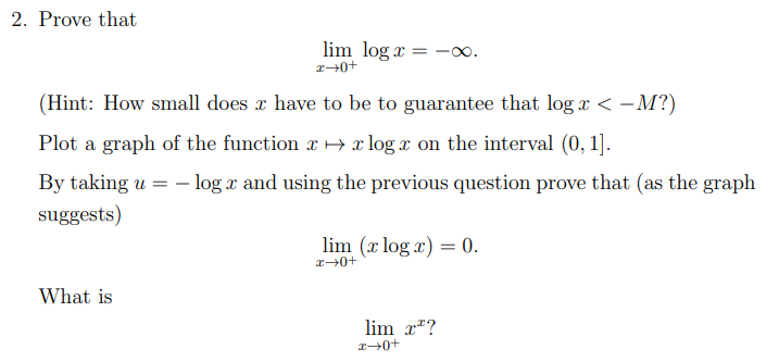 2. Prove that lim Inga: = 00. 39-04" (Hint: How