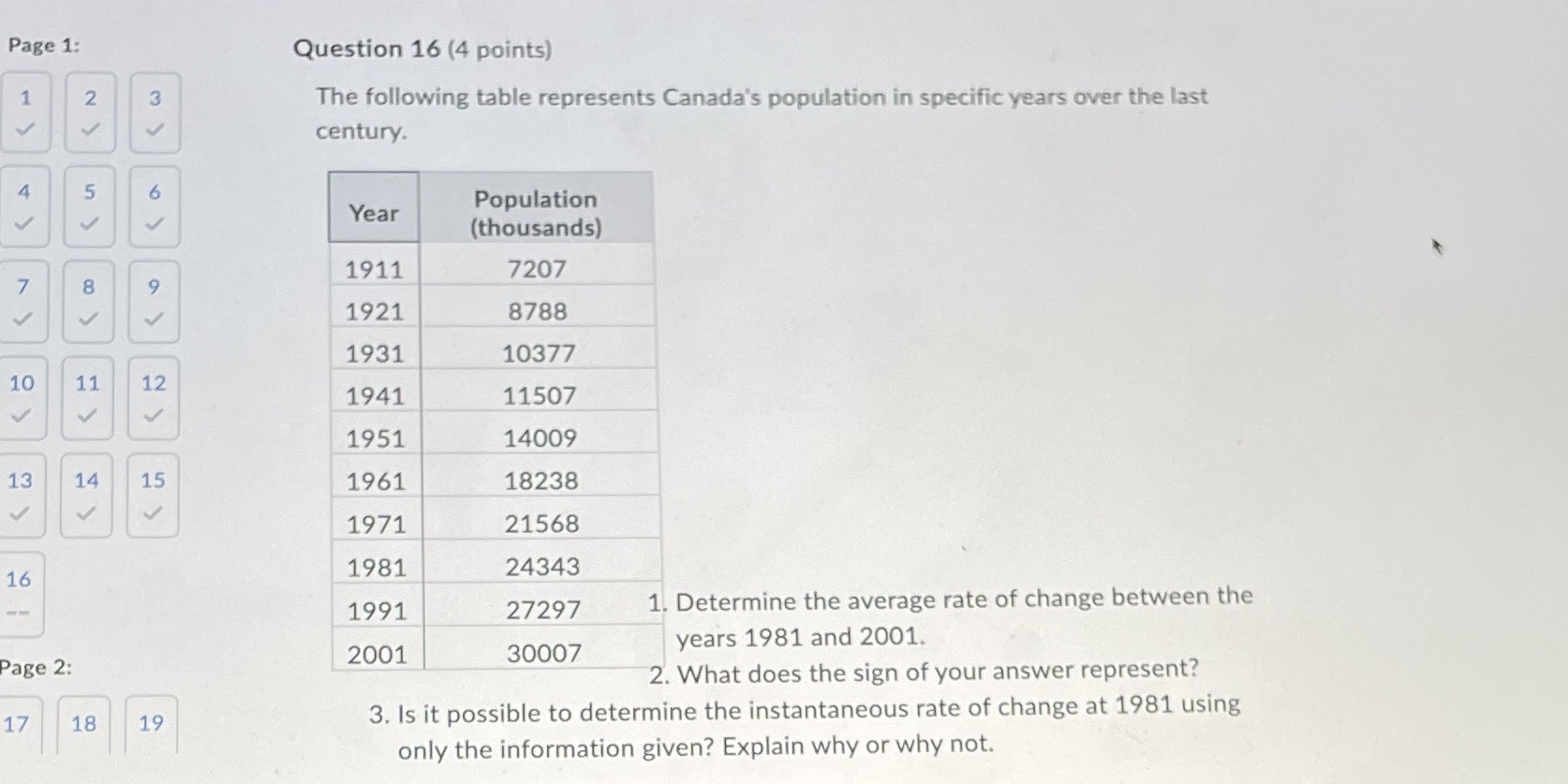 Page 1: Question 16 (4 points) 1 2 3 The