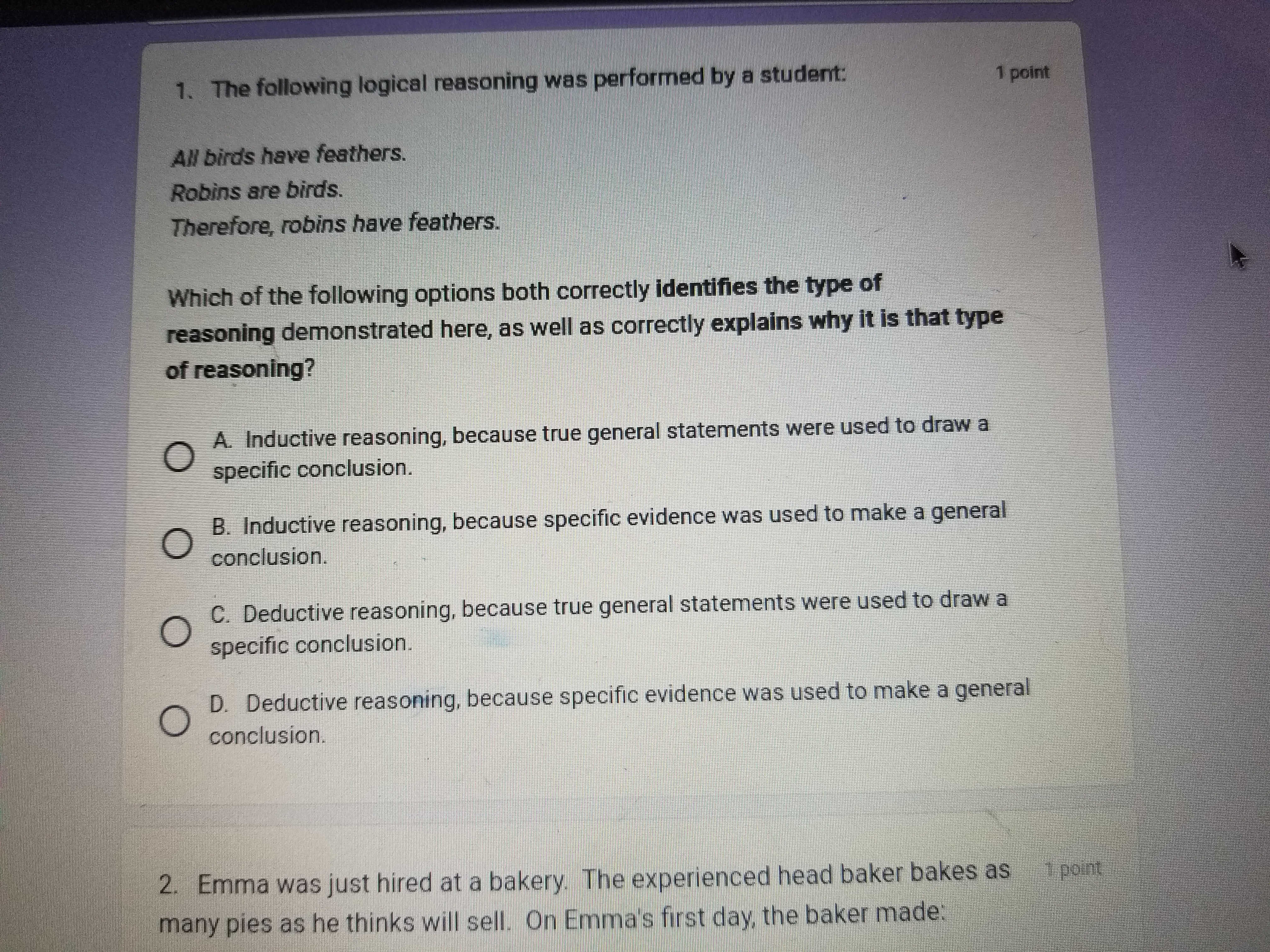 1. The following logical reasoning was performed