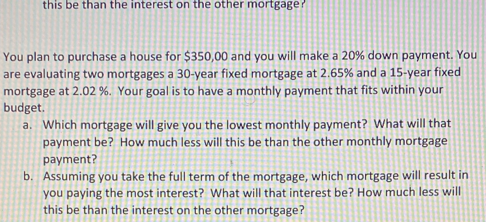 this be than the interest on the other mortgage?
