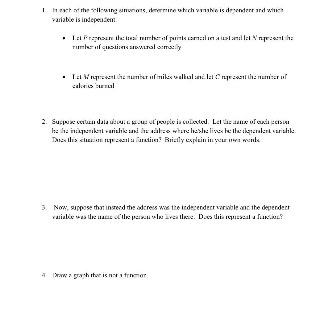 1. In each of the following situations, determine