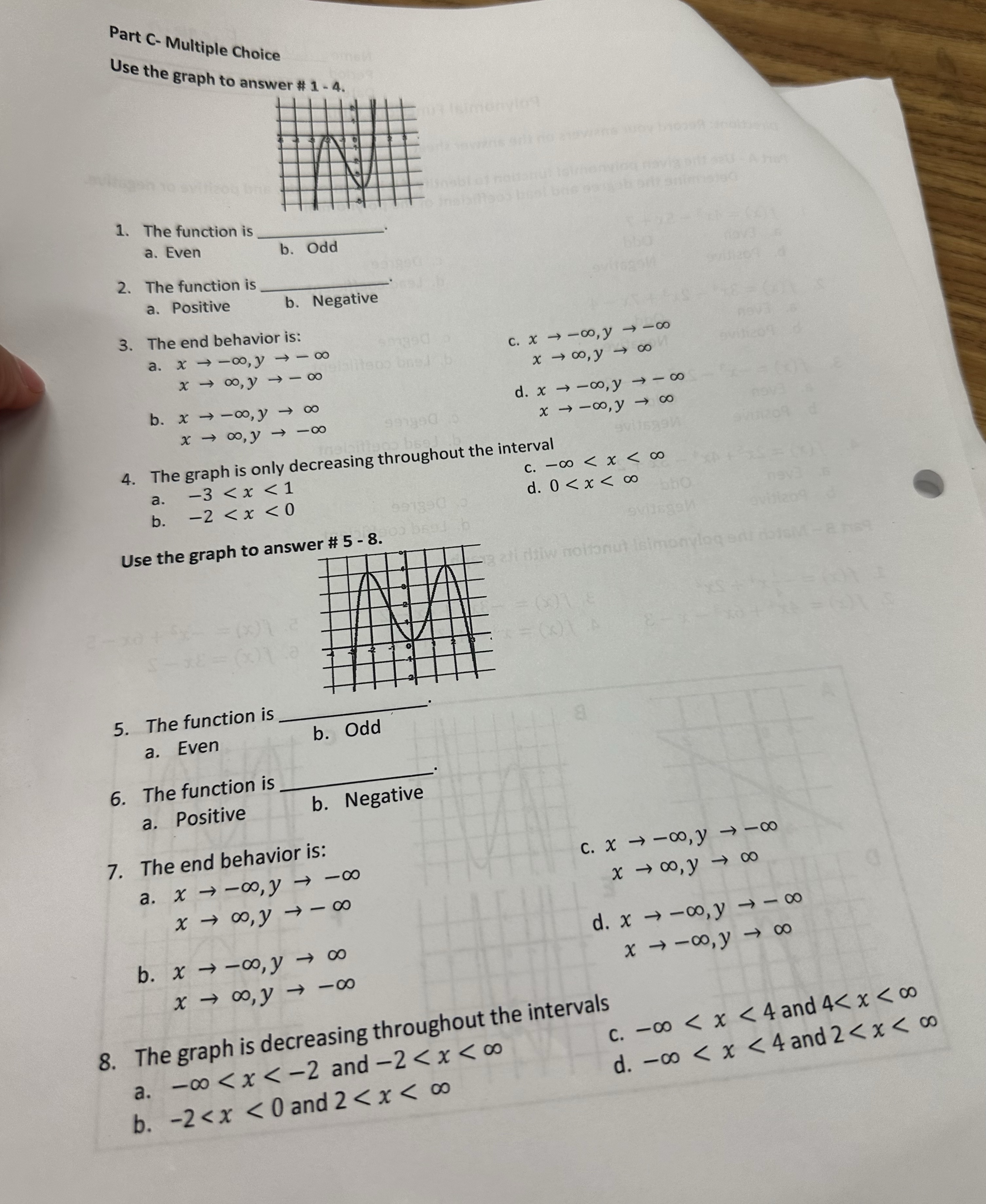 Part C- Multiple Choice Use the graph to answer #