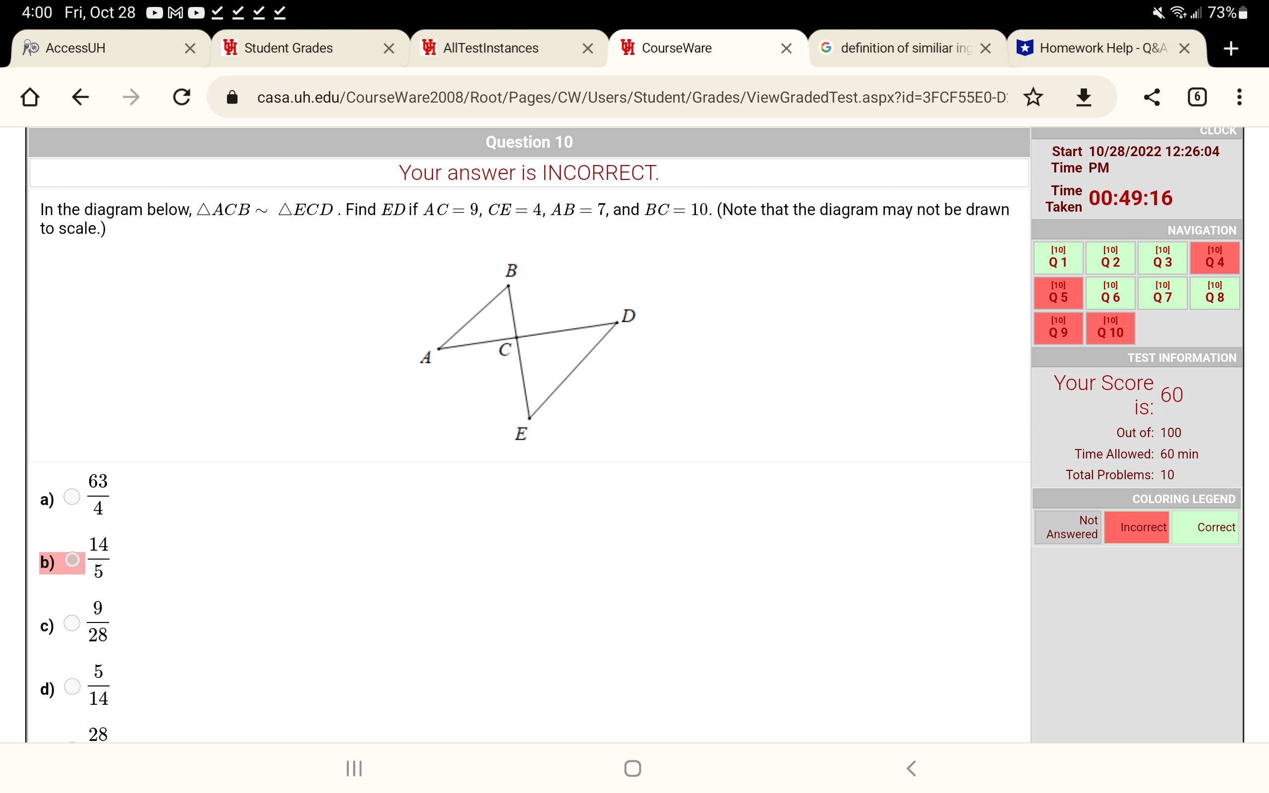 4:00 Fri, Oct 28 MOZZ Zy Call 73% AccessUH X