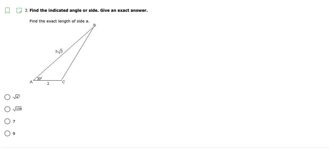 1. Find the missing parts of the triangle. Round
