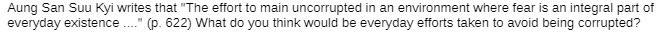 Aung San Suu Kyi writes that "The effort to main