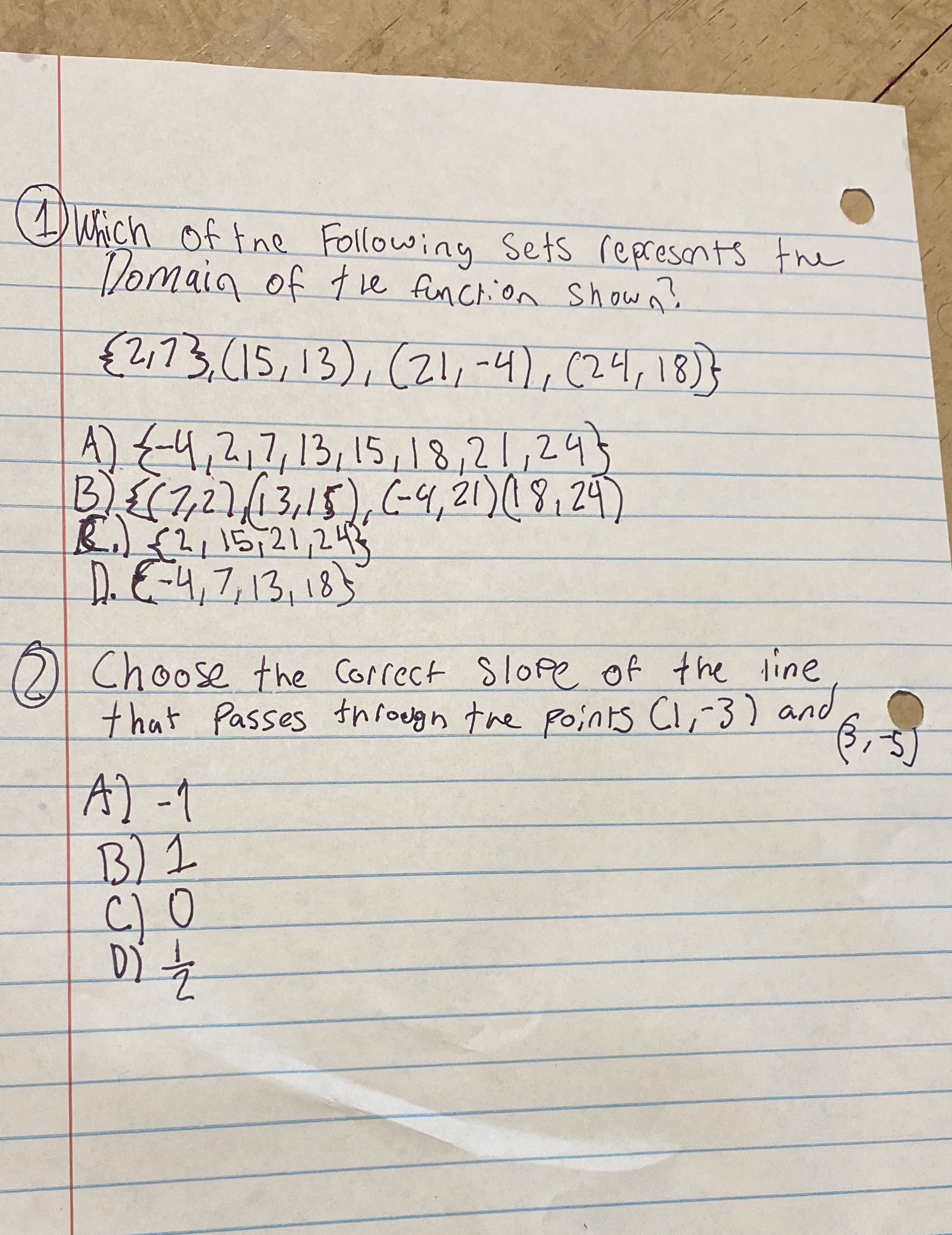 Please solve 1 and 2 Which of the Following Sets