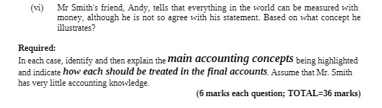 (vi) Mr Smith's friend, Andy, tells that