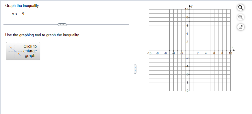 Graph the inequality. X < - 9 Use the graphing