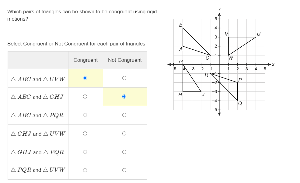 Which pairs of triangles can be shown to be
