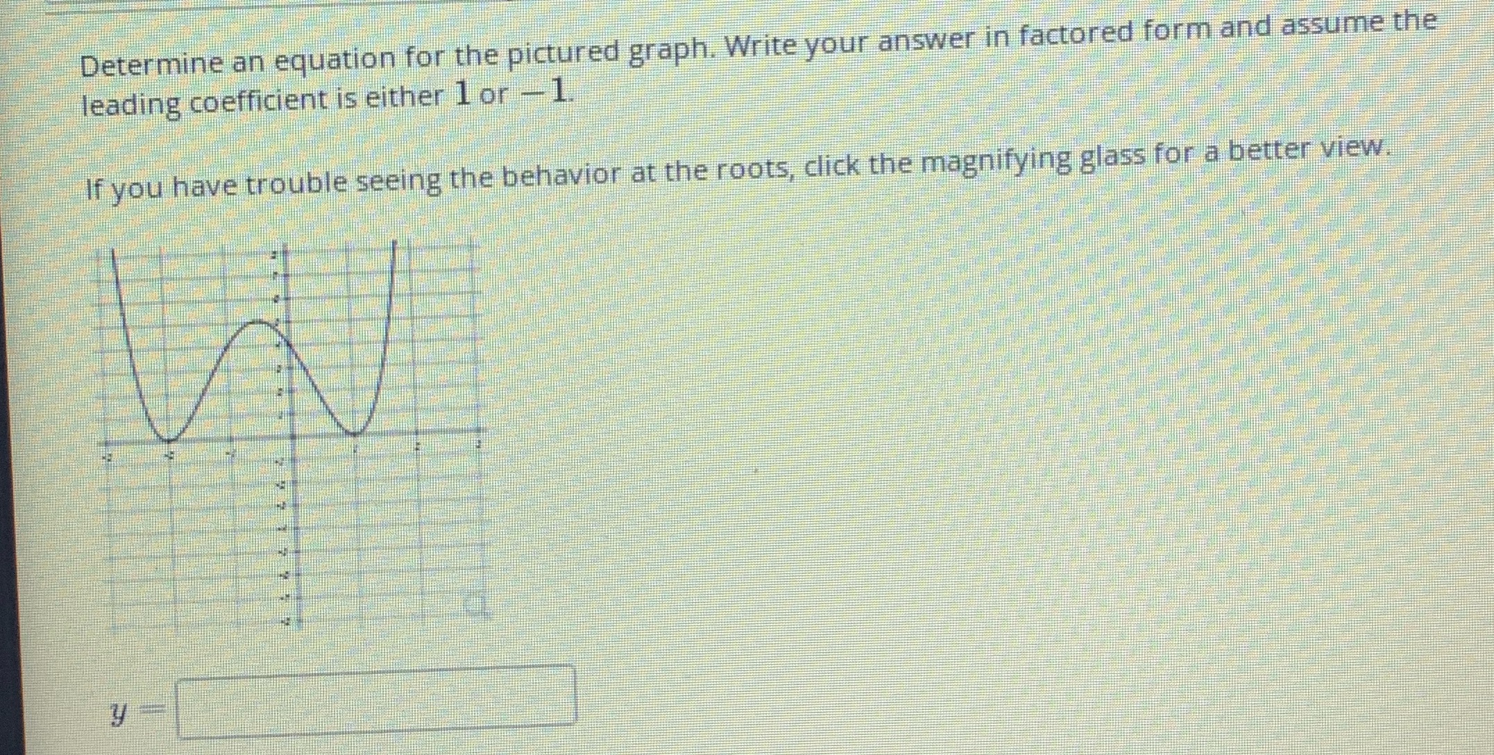 Determine an equation for the pictured graph.