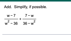 Add. Simplify, if possible. v+3 V - 5 + v - 5