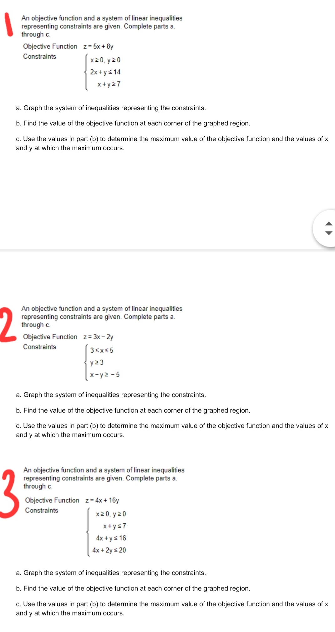 College Algebra An objective function and a