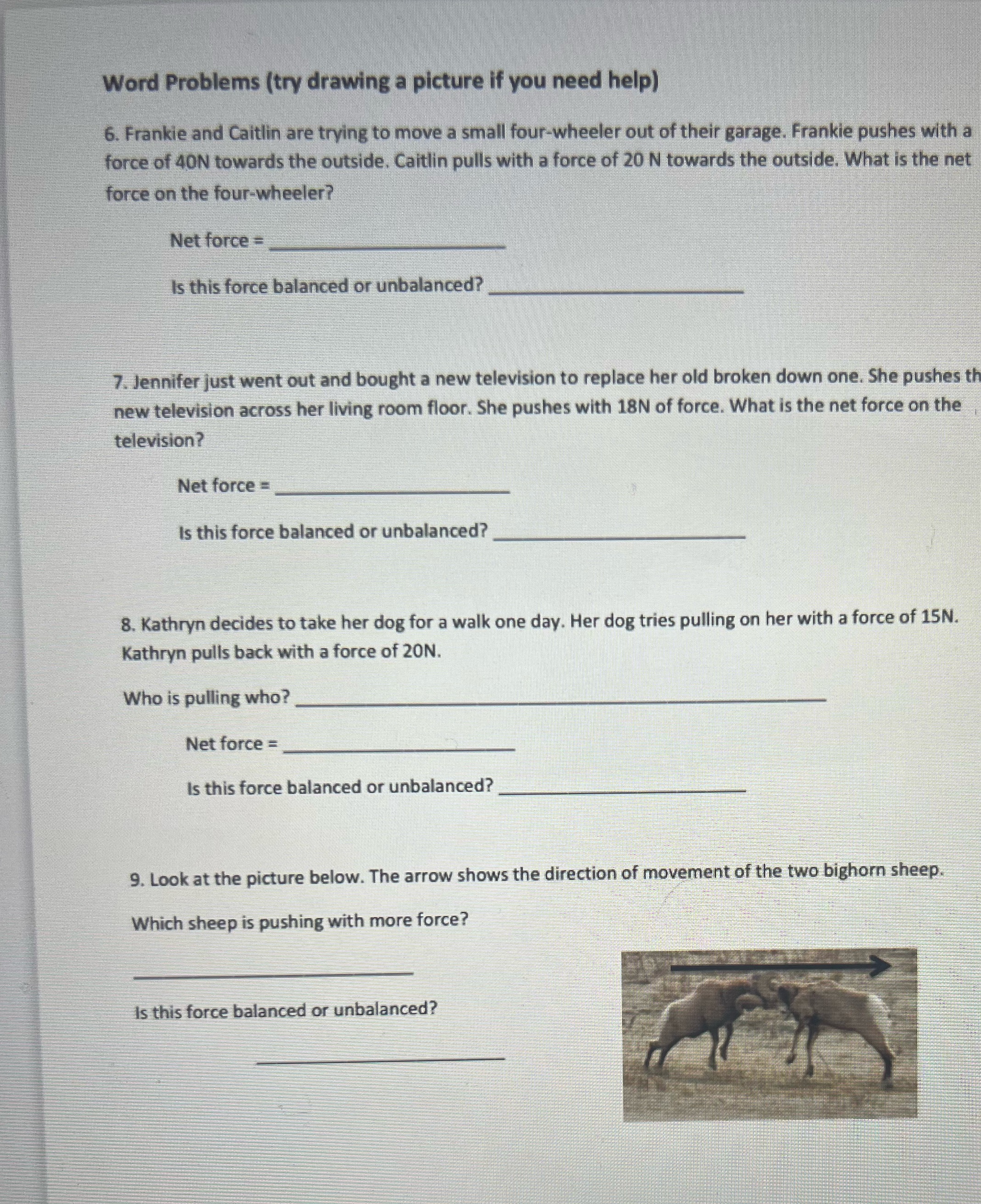 Word Problems (try drawing a picture if you need