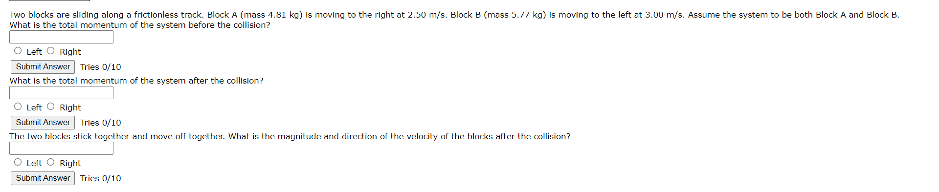 Two blocks are sliding along a frictionless