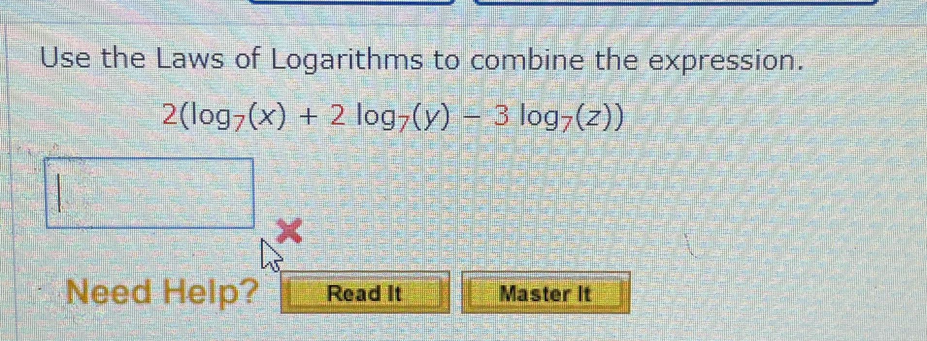 Help solving Use the Laws of Logarithms to