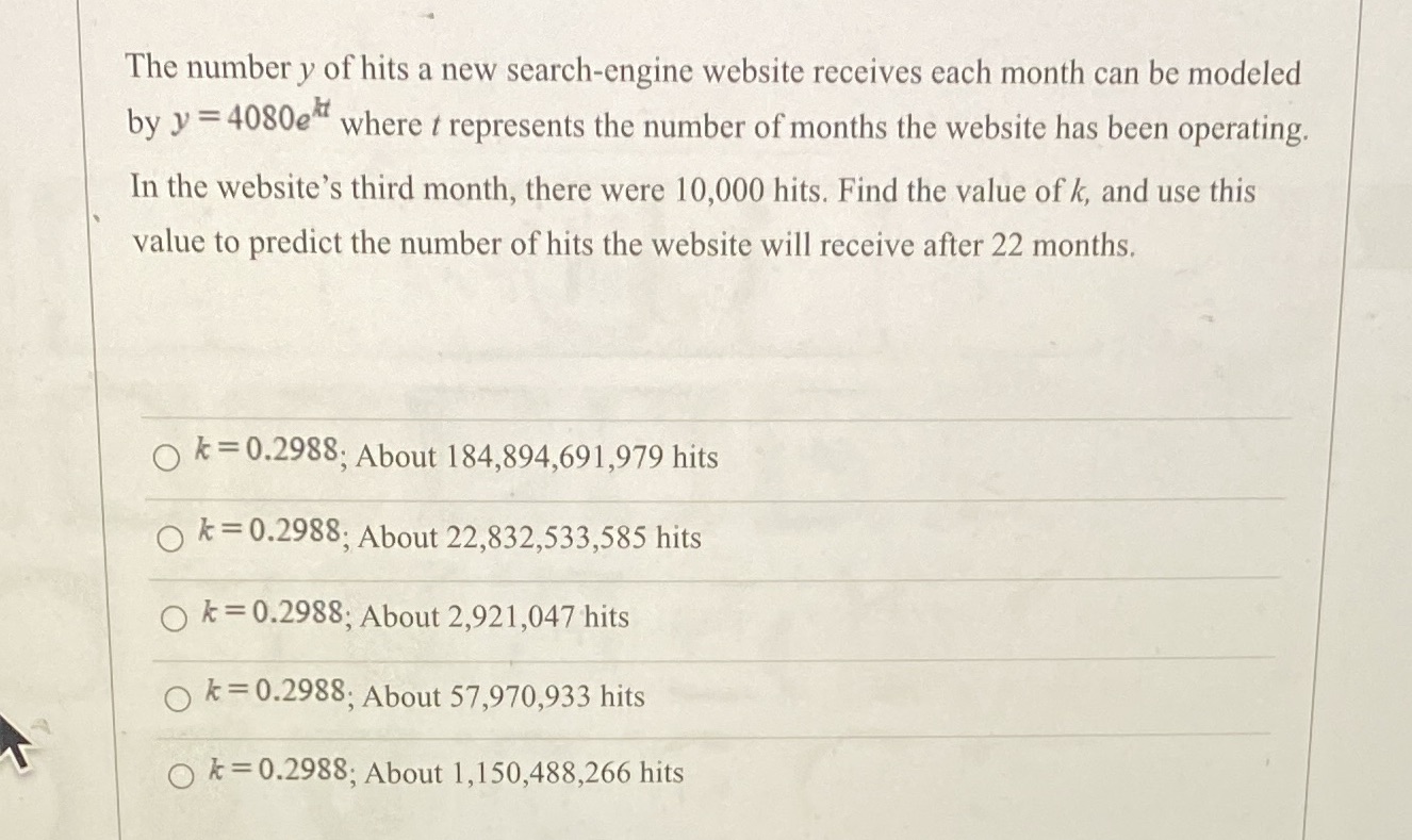 Need help The number y of hits a new