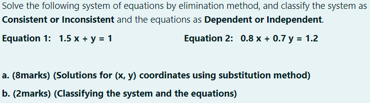Solve the following system of equations by