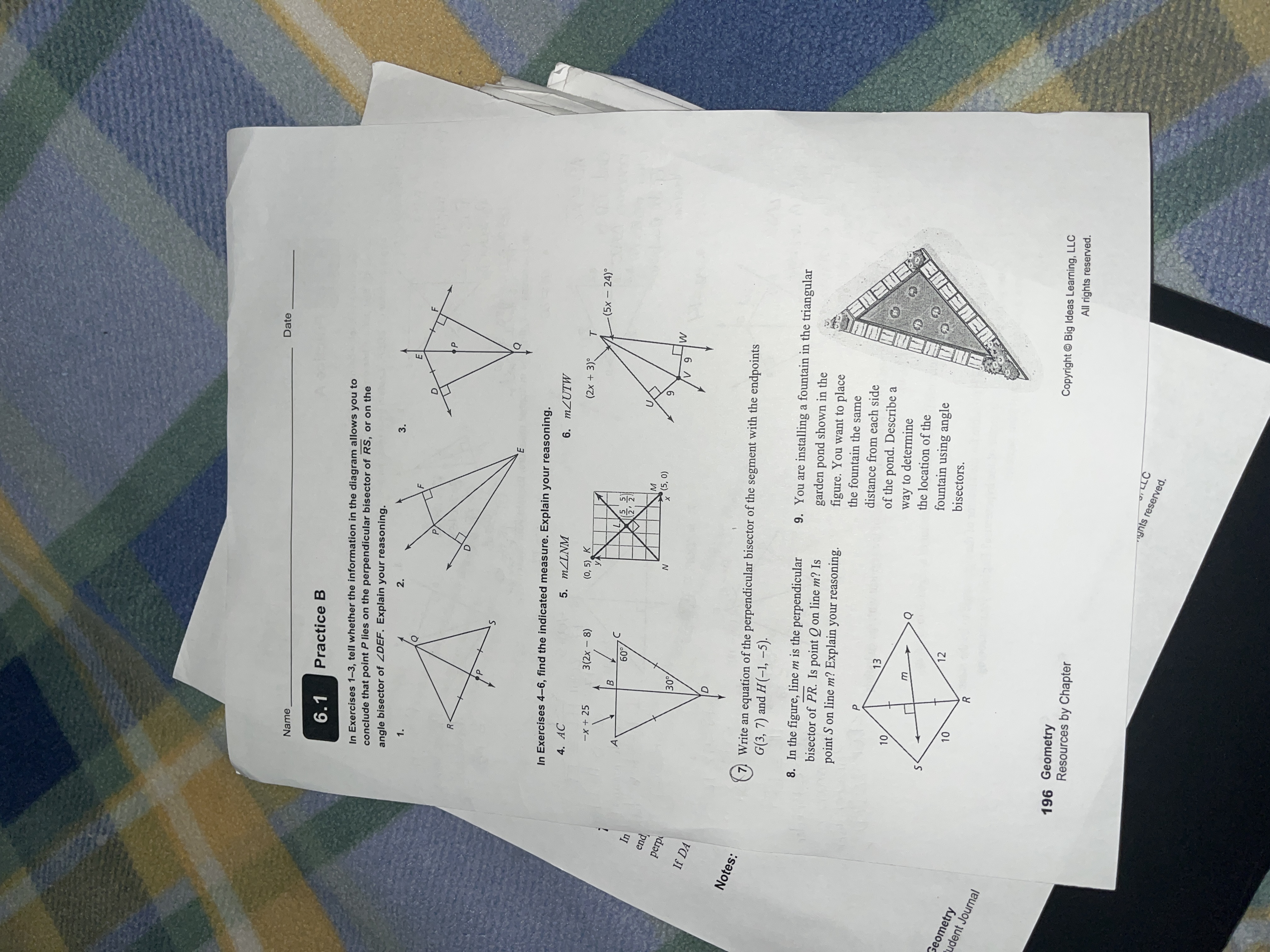 Date Name_ 6.1 Practice B n Exercises 1-3, tell