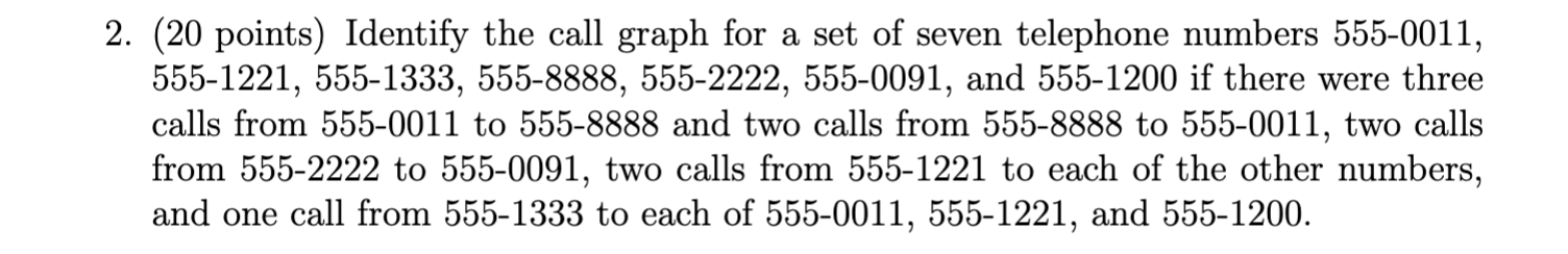 2. (20 points) Identify the call graph for a set