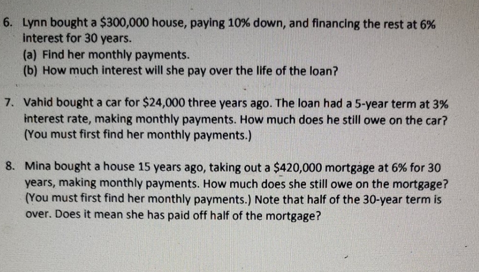 having trouble on question 6-8. not sure how to